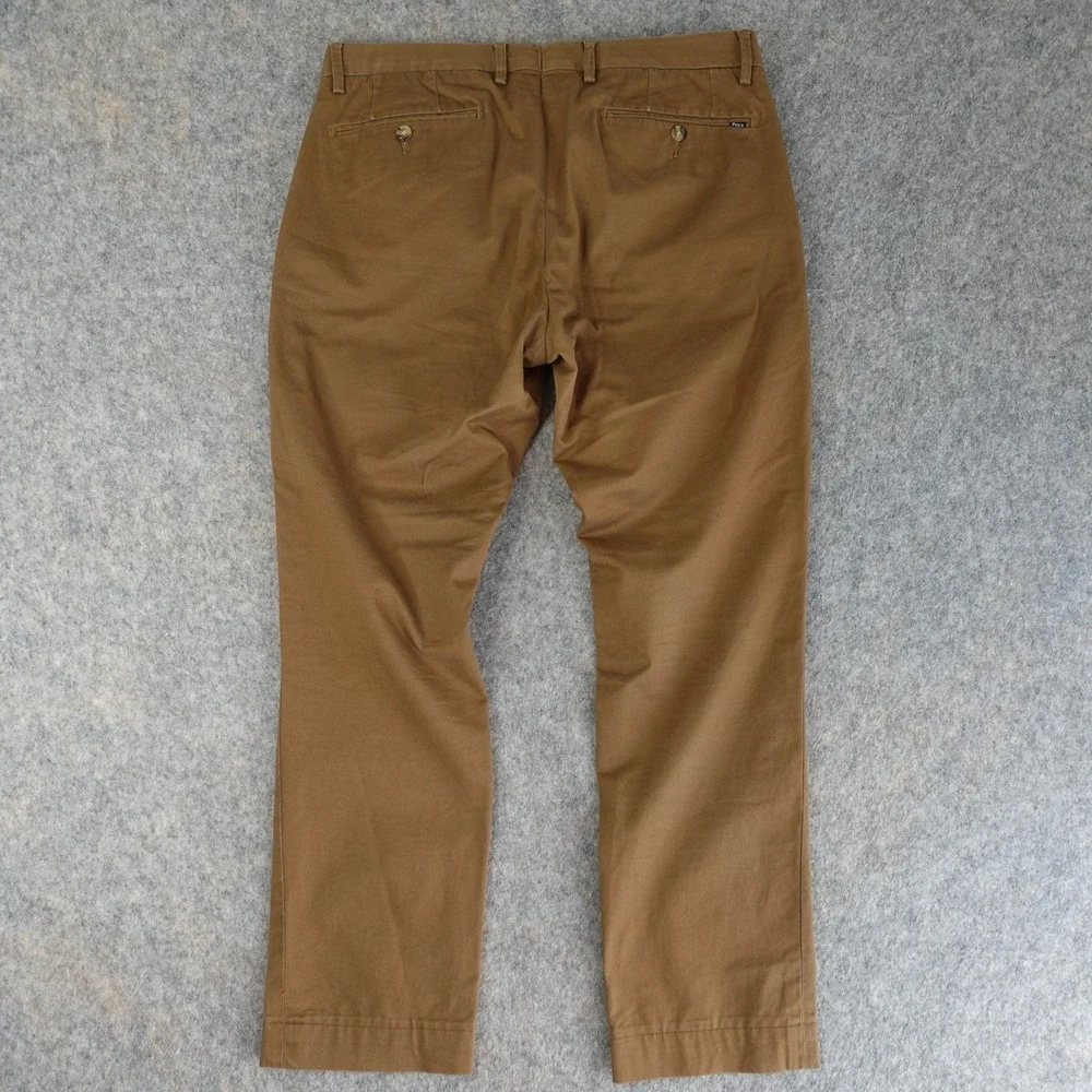 Polo Ralph Lauren Pants‎ Mens 32x27 Brown Stretch Slim Fit Chino Trousers Preppy